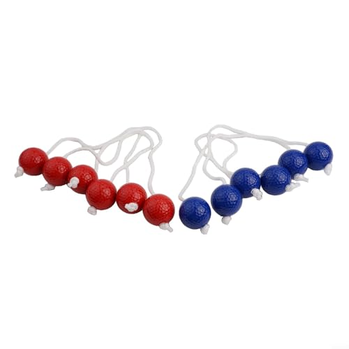 Shophubio Bolas de repuesto para juego de lanzamiento de pelotas de escalera, para juego de bolas con cuerda de nailon, paquete de 6 bolas blancas y negras para juegos de césped al aire libre (rojo +