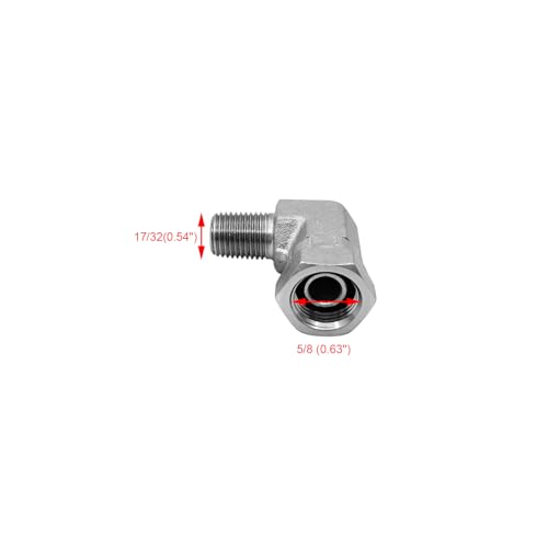 Image of (4-PACK) 1501-04-06 Hydraulic Hose Adapter Fitting 1 /4 inch Male (1 /4 inch-18NPTF) x 3 /8 inch Female Swivel (3 /8 inch-18NPSM) 90 Elbow SAE Pipe Joints Tube Connector Carbon Steel