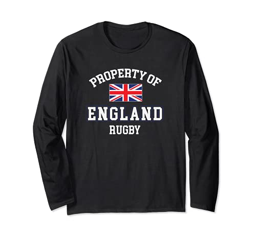 Property England UK Rugby Team Flag Player Fan Supporter Long Sleeve T-Shirt, Black