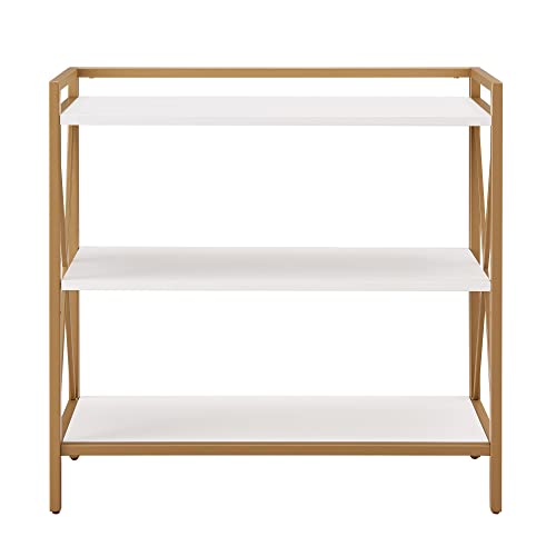 Image of Leick Home Claudette Bookcase, 32 inch, White, Gold