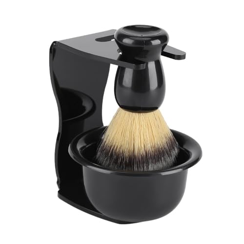 MOPFOL 3Pcs Black ABS Resin Acrylic Foaming Brush Grooming Kit Professional Convenient Reusable Durable Portable Shaving Tool For Salon