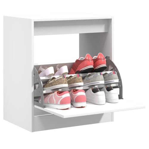 AJJHUUKI Zapatero blanco de madera de ingeniería (60 x 42 x 69 cm)