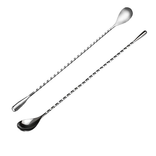 FUNOMOCYA 2pcs Stainless Steel Dripping Spoons Cocktail Stirrer Spoons Twist for Bar Shaker Heat-resistant Non-slip Handle