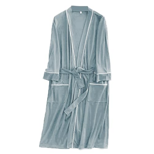 Bata de dormir suave para hombre albornoz de longitud media ideal para mañanas de descanso 6