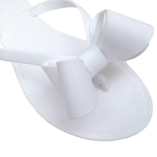 Image of Mtzyoa Women Flip-Flops Flat Sandals Jelly Bow Beach Flat Rivets Rain Cute Dressy Summer Sandals