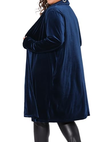 Agnes Orinda Plus Size Velvet Blazers Jackets for Women Casual Lapel Suit Office Work Blazer4