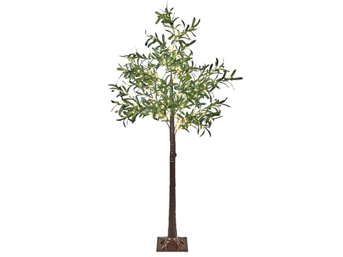 Beliani Albero di Natale Artificiale da Esterno e da Interno con luci LED preilluminato in PVC Stile scandinavo 180 cm Verde
