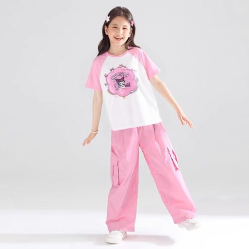 Cartoon Flip Sequin Shirt for Girls Cotton Crewneck Tshirt Short Sleeve Graphic Tees Summer Color Block Tops2