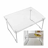 Ventajas del producto: este estante transparente es muy pequeño y se puede utilizar como mesa o como estante para cosméticos, libros, etc. Con un diseño único que permite apilar mesas pequeñas y utilizarlas como estantes de almacenamiento.
