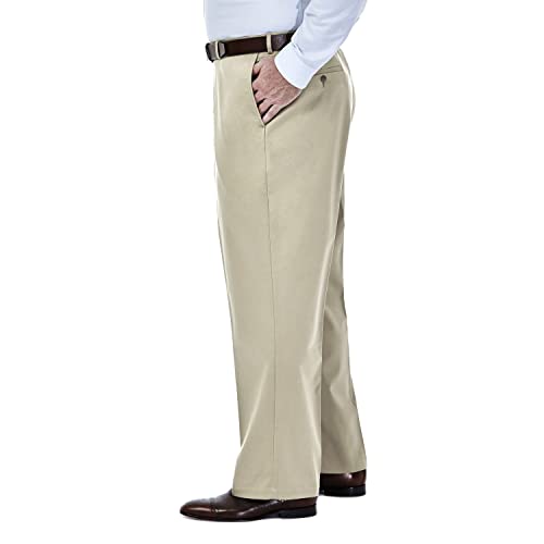 Image of Haggar Men's Big & Tall Premium No Iron Classic Fit Flat-Front Khaki