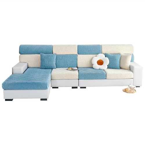 Housses de coussin de siège de canapé en forme de L en velours extensible et lavable - 4