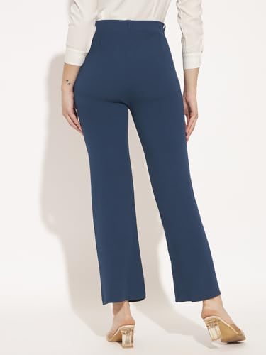 Image of Vogaan Women High Rise High Waist Trousers Flared Korean Style Formal Pants| Elegant Workwear for Office, College & Events