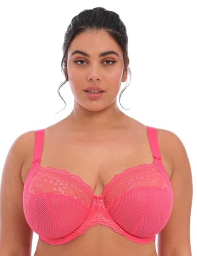 Image of Elomi Women's Charley Stretch Plunge Bra: Stretch Lace & Mesh, Racerback Option. Low Plunge UK Sizes D-JJ, US Sizes D-N