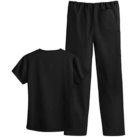 MUMEOMU Scrub Set for Women Elastic Waist Short Sleeve Doctor Uniform Mock Wrap Scrub Set Medical Work Wear Scrubs Trouser Sets Women's Uniforms Pants Set Top Scrubs Tunic Set Multi Pocket Cover