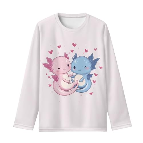Girls Long Sleeve Shirt Crewneck Cute Graphic Tops for Kids Casual 3-16 Years Old