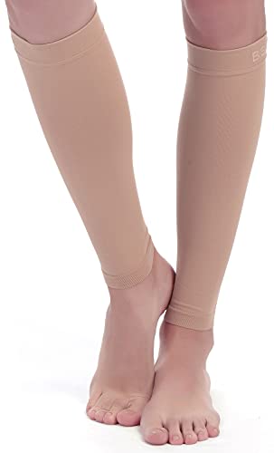 Image of BSERA Calf Compression Sleeve Women, 2 Pairs 20-30mmHg Footless Compression Socks for Swelling Shin Splints Varicose Veins