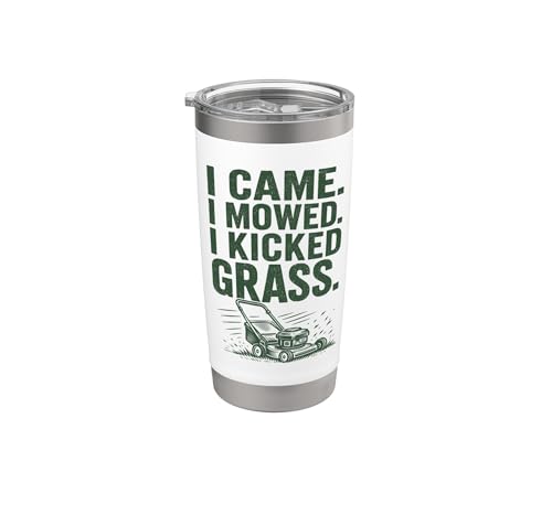 Cortacésped I Came I Mowed I Kicked Grass Vaso térmico de acero inoxidable de doble pared