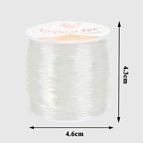 TIMESETL 0.5mm Elastic String for Bracelets, Clear Stretchy Bracelet Cord Beaded Line, Elastic Bracelet Rope Crystal Beading Cords Threads for Jewelry Making, Bracelet Making - 328 Feet