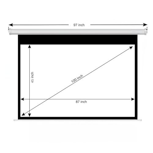 Image of BIG VUE Manual Pull Down Projector Screen, High Gain White Fabric Insta Lock - Auto Lock Projection Screen for Classroom, Home Theatre or Office (100 Inch, 16:9 Aspect Ratio)