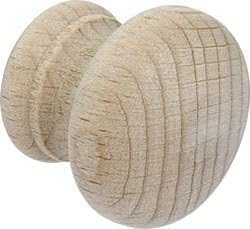 10 pomelli rotondi in legno di faggio naturale non verniciato, 25 mm, per armadietti, cassetti, cucina, 50 mm