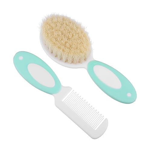 RORPOIR Infant Hair Brush Set Baby Shampoo Brush Comb Newborn Toddler Hair Care Gentle Wool Bristles Safe Scalp Massager