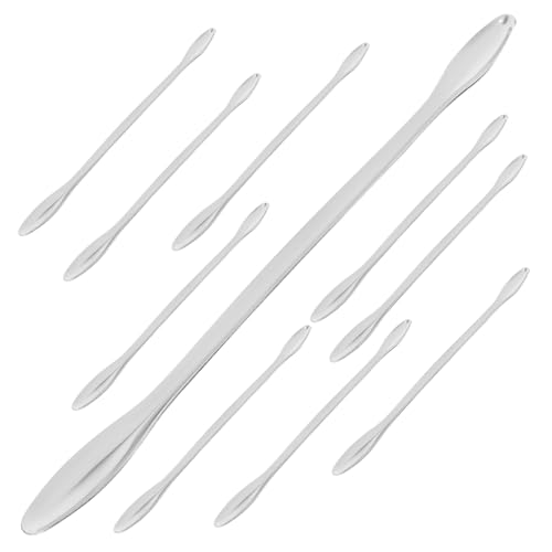 CHILDWEET 10pcs Stainless Steel Mini Lab Spatula Laboratory Scoop Experiment Spoons Kit Mini Shovel Scoop Mixing Spatula Teaspoon Scoops Silver