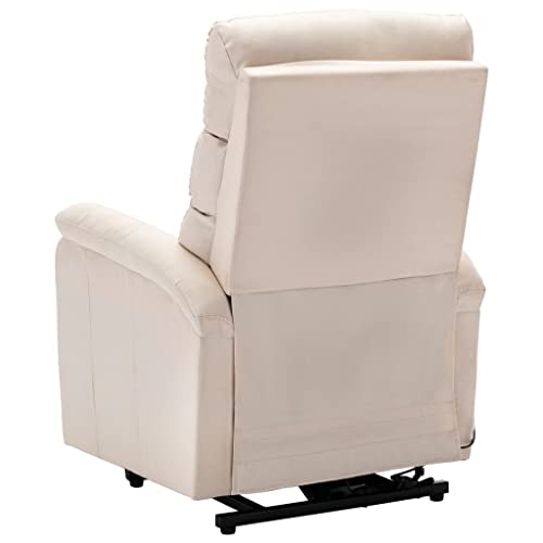 Vidaxl Recliner, Electric Lift Chair For Elderly, Power Lift Recliner Chair For Home Theater Cinema With Side Pocket, Cream Fabric #TOP4