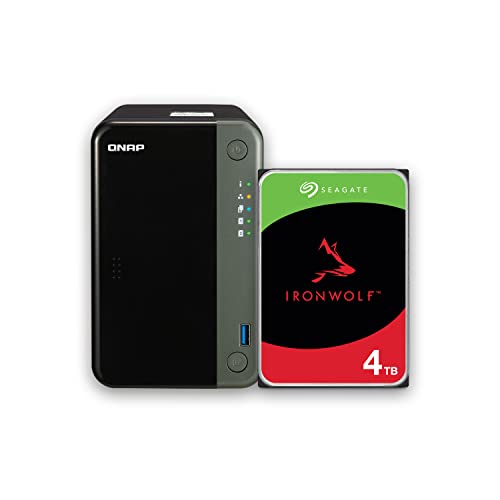 Image of QNAP 2 Bay NAS with 4TB Storage Capacity, Preconfigured RAID 1 Seagate IronWolf Drives Bundle, 2.5GbE Ports (TS-253D-4G-24R-US)