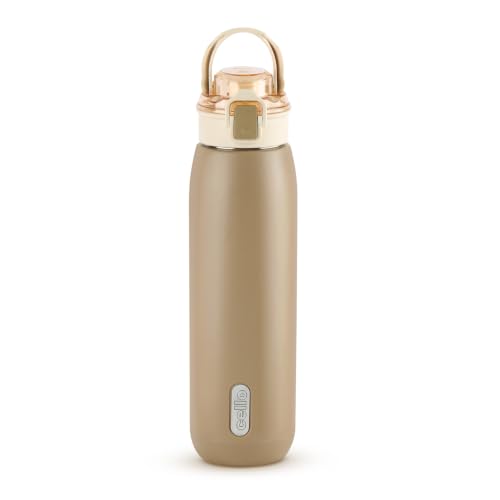 Image of CELLO Puro Steel-X Flint 900 Insulated Water Bottle 650 ml, Light Brown | Easy Press Open Flip Top, Easy to Carry with Handle Leak Proof Inner Steel Water Bottle for School Kids, Office Gym Travel