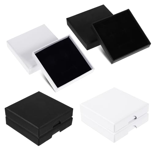 Ajcotahm 4 Pack Jewellery Box Small Bracelet Gift Box for Necklaces Bracelets Earrings Rings DIY Gift Packaging (Black White)