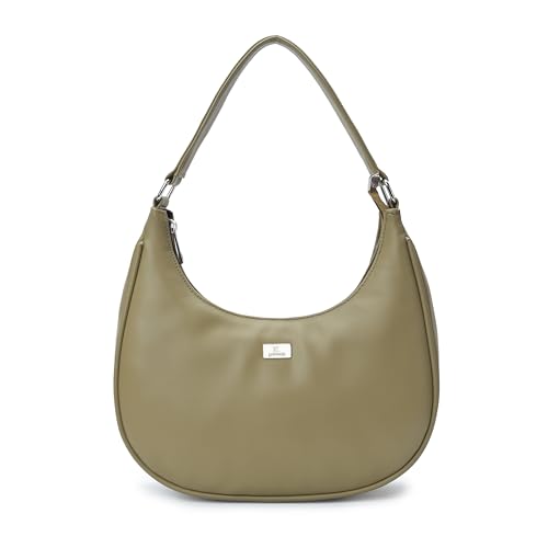 Image of K London Vegan Leather Half Moon Handbag for Girls Suitable for Party, Travel & College Shoulder Bag (Light Green)