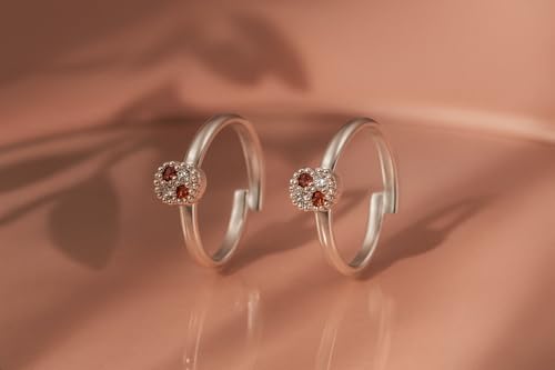Image of SATKOTI 925 Silver Toe Rings for Women | Adjustable Pure Metal Bichiya with AAA Quality CZ Stone| BIS Hallmarked Jewelry with Authenticity Certificate | Pair of 2 Metti