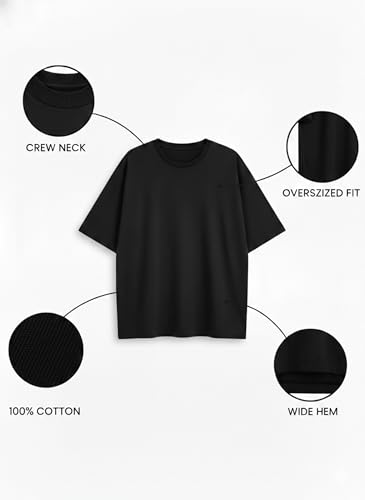Image of Besick Oversized Plain Cotton Drop Shoulder Baggy fit Tshirt for Men
