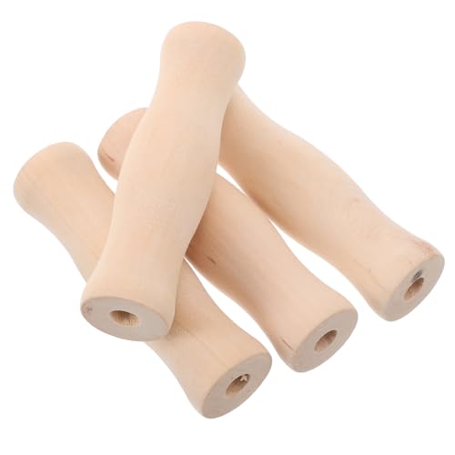 ABOOFAN Juego de 4 Mangos de Madera Antiadherentes y Resistentes al Calor para Utensilios de Cocina, Ideales para Camping y Accesorios de Barbacoa Prácticos