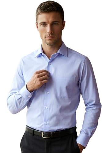 Image of Louis Philippe Men's Regular Fit Easy to Iron Everyday wear Premium Cotton Full Sleeve Solid Formal Shirt