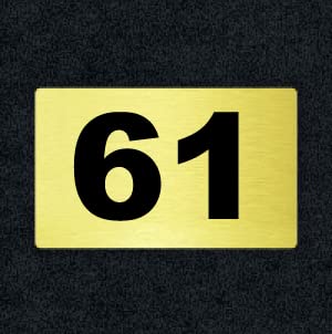 Number Plate 61 Room, Door No,Rack Numbers Warehouse, Gold Acrylic Background with Black Letter with PVC Waterproof Sticker | Wall Stickers-image-6