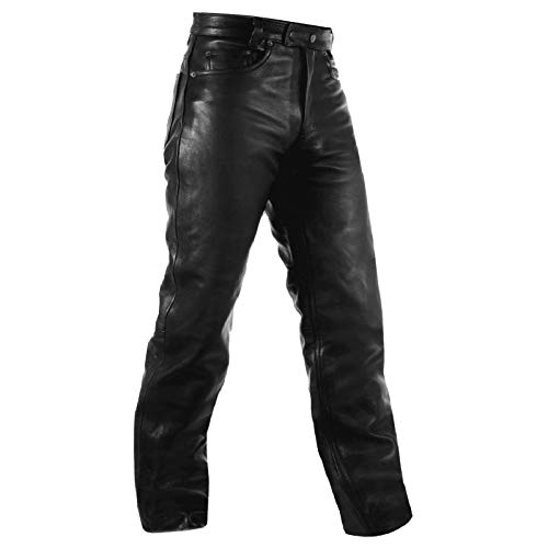 Pantalon en cuir moto A-pro style jeans custom noir 5 poches taille 30 pour motard