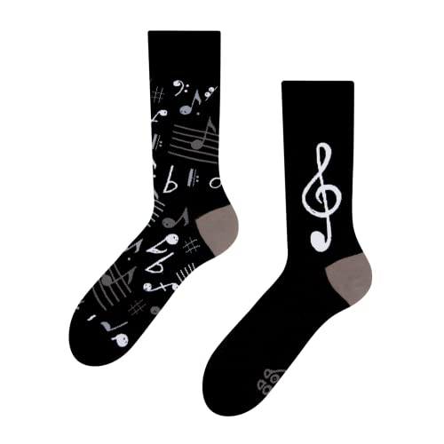 Dedoles Calcetines Unisex Hombre Mujer y Niños Algodón muchos diseños divertidos diferente izquierda derecha, color: Negro, diseño: Música, tamaño: 39-42