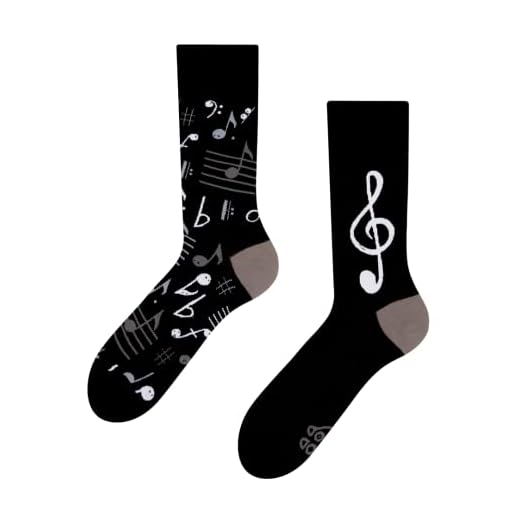 Dedoles Calcetines Unisex Hombre Mujer y Niños Algodón muchos diseños divertidos diferente izquierda derecha, color: Negro, diseño: Música, tamaño: 39-42