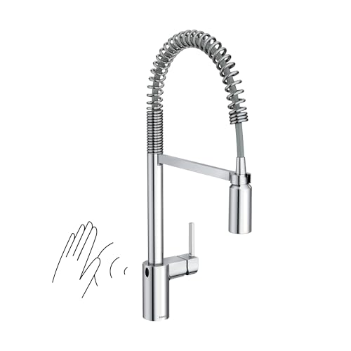 Moen Align Chrome Motionsense Wave Sensor Touchless One-Handle High Arc Spring Pre-Rinse Pulldown Kitchen Faucet with Sprayer Head, 5923EWC