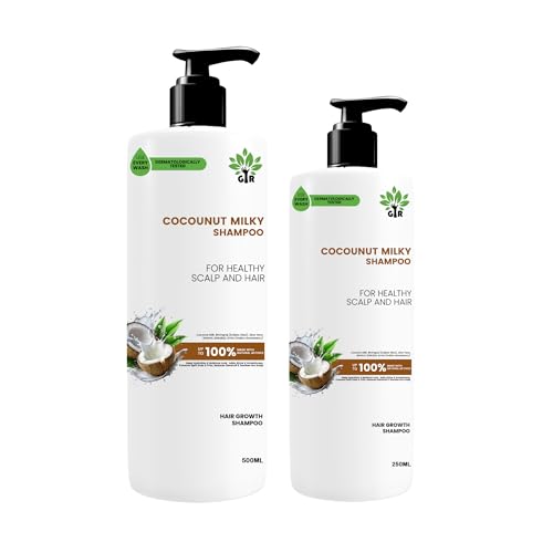 Image of GIR Coconut Milky Shampoo - Contains coconut Milk, PEPTIDES strength & shine | enhances hair's shine and strengthens hair | Paraben-Free| 100% vegan - Total 750ML (500ML+250ML)