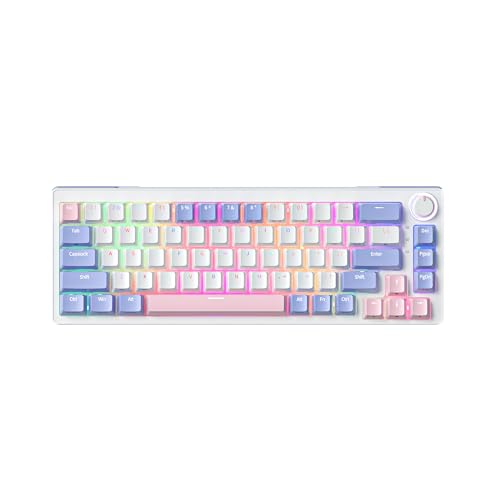 Image of ZIFRIEND Mechanical Gaming Keyboard - 68-Key Compact Layout with RGB Backlit, Ergonomic Design, Hot-Swappable Switches, Colorful Lighting Effects, and Volume Knob