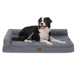 Orthopedic Dog Bed for Large Dogs,Washable Dog Sofa Beds Large, Supportive Foam Pet Couch Bed with Removable Washable Cover, Waterproof Lining and Nonskid Bottom,Grey(L,42″ L x 30″ W x 7.5″ Th)