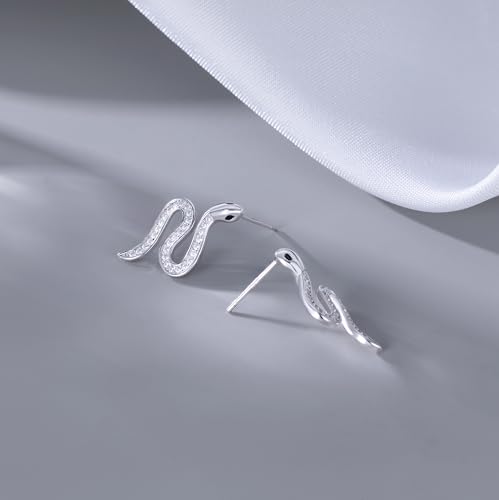 Pendientes de tuerca de plata de ley con circonitas estilo punk chic 5