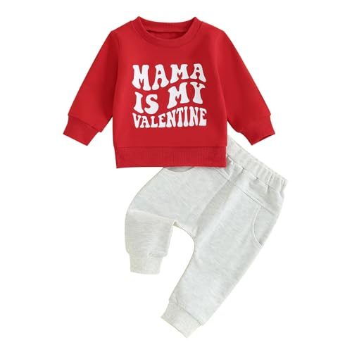 Toddler Baby Boy Valentines St. Patricks Outfits Long Sleeve Letter Print Shirts Crewneck Sweatshirt Jogger Pants