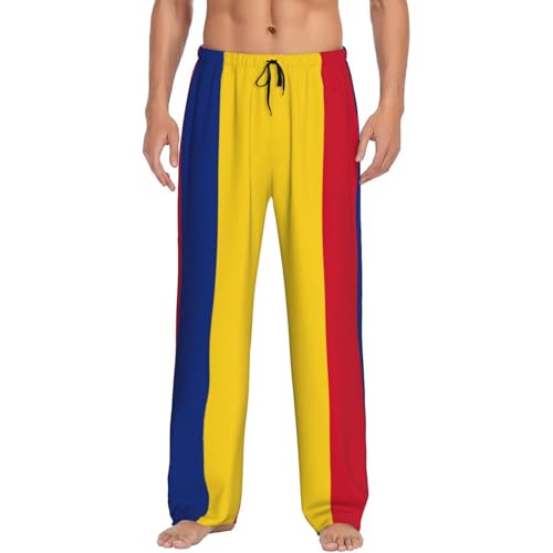 Flag of Romania print Men's Pajama Pant Soft Lounge Sleep Pants Pockets Mens Novelty,Funny pj for men