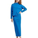 Photo Gallery maglione e gonna lavorati a maglia a maniche lunghe in tinta unita autunno inverno da donna, versione ampia del casual da indossare per la casa vestito donna cotone (blue, one size) Photo Gallery maglione e gonna lavorati a maglia a maniche lunghe in tinta unita autunno inverno da donna, versione ampia del casual da indossare per la casa vestito donna cotone (blue, one size)