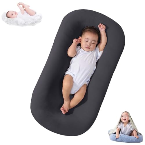 Image of Baby Lounger Bionic Organic Lounger Soft Breathable Baby Lounger for Newborn Infant Babies 0-18 Months (Darkgrey, OneSize)