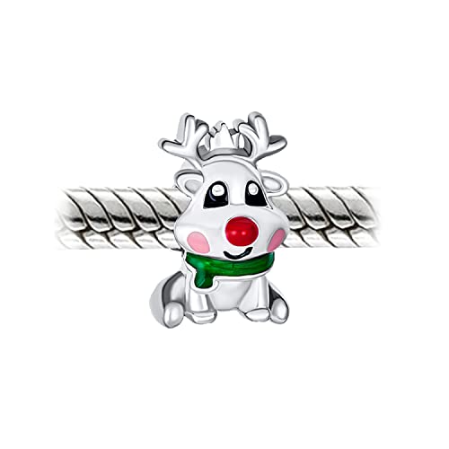 Bead de reno Rudolph en plata 925, divertido charm navideño de alce para pulsera 3