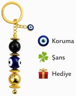 Nazar Boncuklu Anahtarlık – Gold Kaplama Metal – Şans, Koruma ve Hediye Amaçlı Anahtar Aksesuarı - Görsel 7